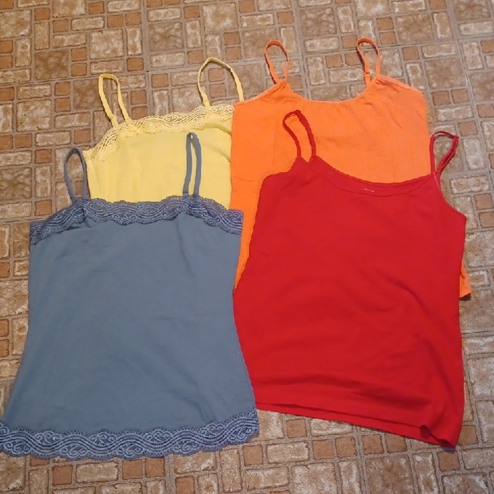 LOFT Yellow and Orange Blue, Red, Fitted Sleeveless Camisole Top Size Small